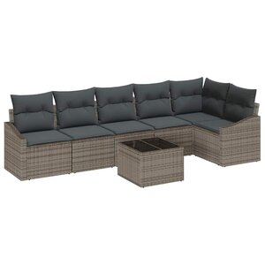 vidaXL Ensemble de canapé de jardin 7 Pièces Gris clair polyrotin