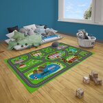 Tapis enfant Circuit de voiture 80 x 150 cm - Vert