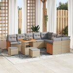 Ensemble de canapé de jardin vidaXL 12 pièces avec coussins beige poly rotin acacia