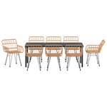 vidaXL Set de Dînette de Jardin 9 Pièces Rattan Poly Brown