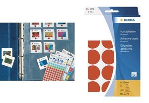 Étiquettes multi-usages, diamètre: 19 mm, rouge fluo herma