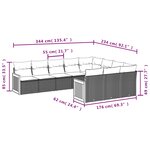 vidaXL Salon de jardin 10 Pièces avec coussins noir résine tressée