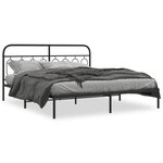 vidaXL Cadre de lit métal avec tête de lit noir 183x213 cm