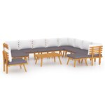 vidaXL Salon de jardin 12 Pièces avec coussins Bois d'acacia solide