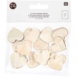 20 coeurs en bois naturel - petit 30 mm