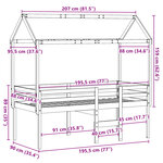vidaXL Lit haut avec toit 90x190 cm bois de pin massif