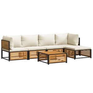 vidaXL Salon de jardin avec coussins 6 Pièces bois d'acacia solide
