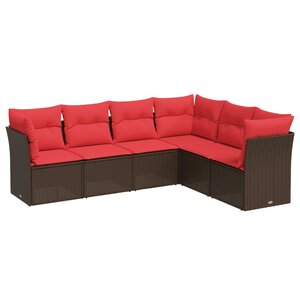 vidaXL Salon de jardin 6 Pièces avec coussins marron résine tressée