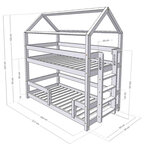 Lit superposé cabane MONTY 222 cm naturel