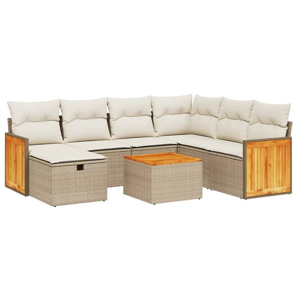 vidaXL Salon de jardin avec coussins 8 Pièces beige résine tressée