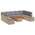 vidaXL Ensemble de Canapé de Jardin 10 Pièces avec Coussins Beige Poly Rattan Acacia