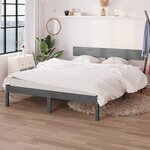 vidaXL Cadre de lit Gris Bois de pin massif 120x200 cm
