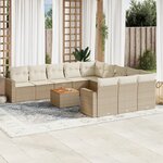 vidaXL Salon de jardin avec coussins 12 Pièces beige résine tressée