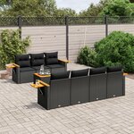 vidaXL Salon de jardin 8 Pièces avec coussins noir résine tressée