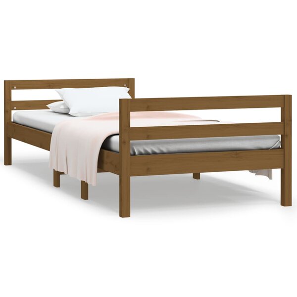 vidaXL Cadre de lit Marron miel 75x190 cm Bois de pin massif