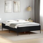 vidaXL Cadre de lit noir 140x190 cm bois d'ingénierie et métal