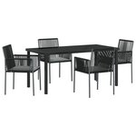 vidaXL Ensemble de salle à manger de jardin 5 pièces avec coussins Noir Rattan Poly