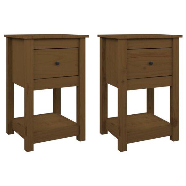 vidaXL Tables de chevet 2 Pièces Marron miel 40x35x61 5 cm Pin solide