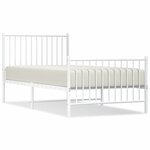 vidaXL Cadre de lit métal avec tête de lit/pied de lit blanc 90x190 cm