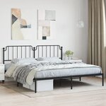 vidaXL Cadre de lit métal avec tête de lit noir 200x200 cm