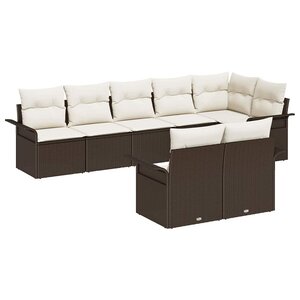 vidaXL Ensemble de canapé de jardin 8 Pièces Marron polyrotin