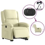 vidaXL Fauteuil inclinable électrique crème cuir véritable