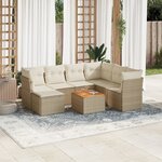 vidaXL Salon de jardin avec coussins 8 Pièces beige résine tressée