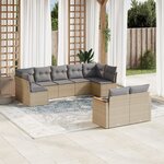 vidaXL Salon de jardin avec coussins 9 Pièces beige résine tressée