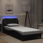 vidaXL Cadre de lit avec lumières LED noir 90x190 cm similicuir