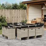vidaXL Ensemble à manger de jardin 11Pièces avec coussins gris poly rotin
