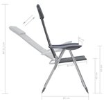 vidaXL Chaise de camping 2 Pièces Gris 58x69x111 cm Aluminium