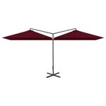 vidaXL Parasol double avec mât en acier Rouge bordeaux 600x300 cm