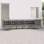 vidaXL Salon de jardin 7 Pièces avec coussins Gris Résine tressée