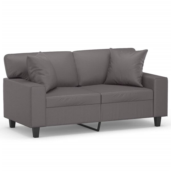 vidaXL Canapé 2 places avec oreillers gris 120 cm similicuir