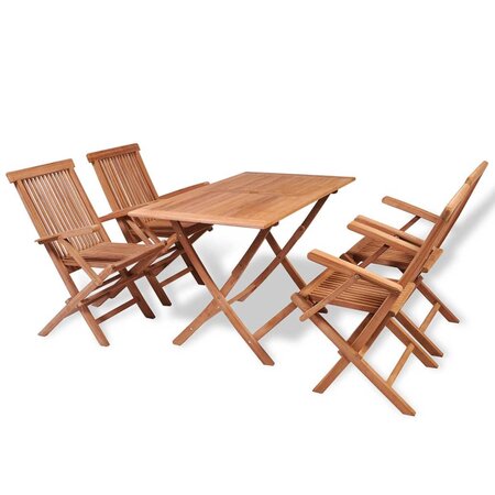 vidaXL Mobilier à dîner de jardin 5 Pièces Bois de teck massif