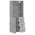 vidaXL Buffet haut Gris béton 69 5x34x180 cm Bois d'ingénierie
