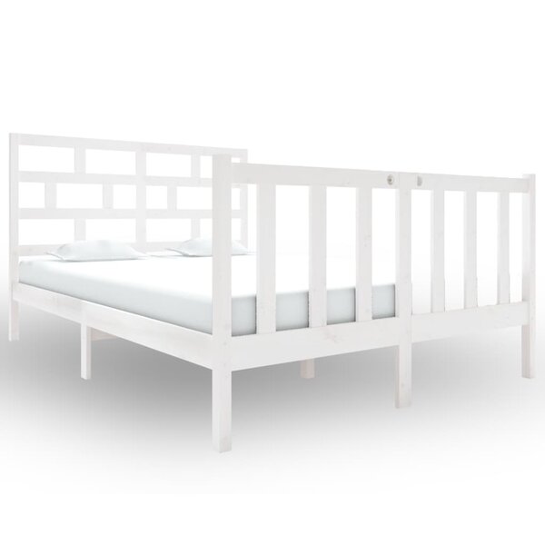 vidaXL Cadre de lit Blanc Bois de pin massif 120x190 cm Petit double