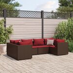 vidaXL Salon de jardin 6 Pièces avec coussins Marron Résine tressée