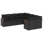 vidaXL Salon de jardin 8 Pièces avec coussins noir résine tressée