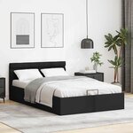 vidaXL Cadre de lit à rangement hydraulique sans matelas avec LED noir