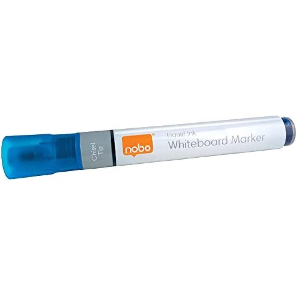 Lot de 10 marqueurs effaçables liquid ink tableau blanc pointe biseautée 4mm bleu nobo