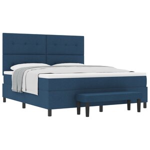 vidaXL Lit à sommier avec matelas et banc Bleu 180x200 cm Tissu