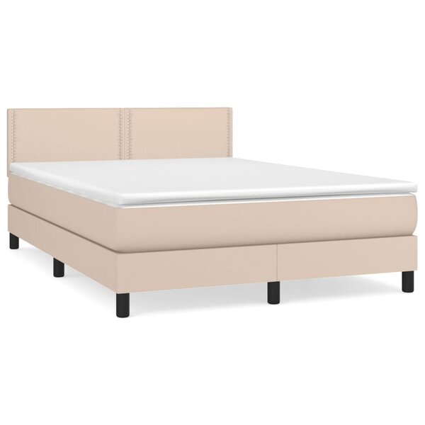 vidaXL Sommier à lattes de lit avec matelas Cappuccino 140x190 cm
