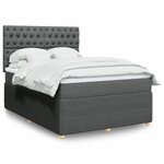 vidaXL Sommier à lattes de lit avec matelas Gris foncé 140x200cm Tissu