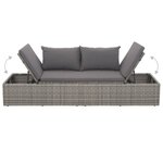vidaXL Lit de jardin Gris 195x60 cm Résine tressée