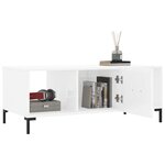 vidaXL Table basse Blanc brillant 102x50x40 cm Bois d'ingénierie