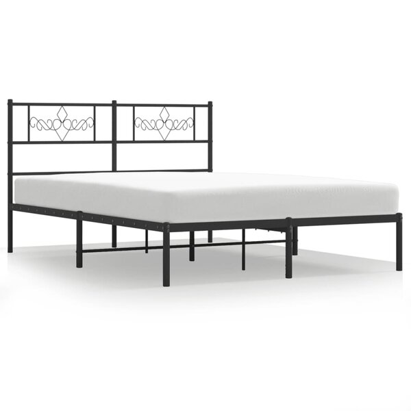 vidaXL Cadre de lit métal avec tête de lit noir 120x190 cm