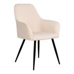 2 chaises de salle à manger en polyester bouclé blanc avec pieds noirs