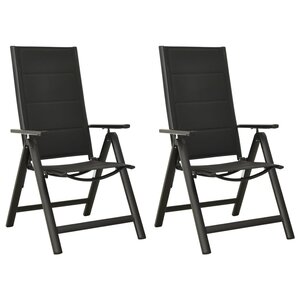 vidaXL Chaises pliables de jardin 2 Pièces Textilène et aluminium Noir