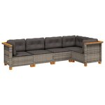 vidaXL Salon de jardin 5 Pièces avec coussins gris résine tressée